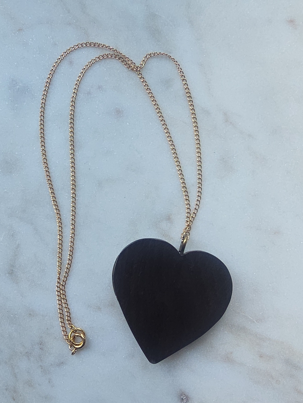Vintage Wood Heart Necklace - Picture 4 of 9